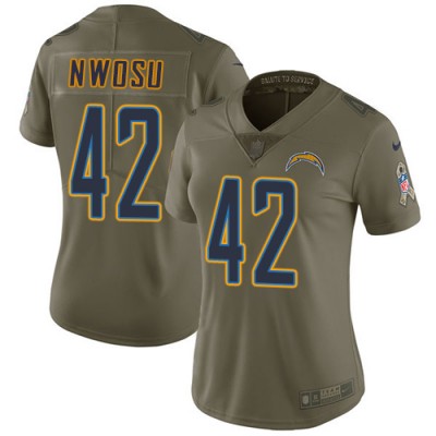 Nike Los Angeles Chargers #42 Uchenna Nwosu Olive Women's Stitched NFL Limited 2017 Salute to Service Jersey